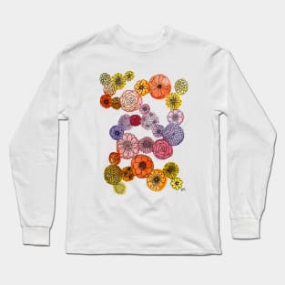 Watercolor Bubble Flowers Long Sleeve T-Shirt